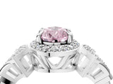 Silver Fancy Pink Pear Cut Halo Diamond Split Shank Engagement Ring with Four-Prong Setting_10