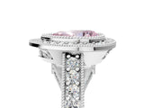 Silver Fancy Pink Pear Cut Halo Diamond Split Shank Pave Ring_11