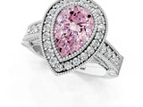 Silver Fancy Pink Pear Cut Halo Diamond Split Shank Pave Ring_7