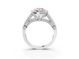 Silver Fancy Pink Pear Cut Halo Diamond Split Shank Pave Ring_9