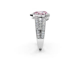 Silver Fancy Pink Pear Cut Halo Diamond Split Shank Ring with Prong Setting_8