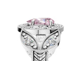Silver Fancy Pink Pear Cut Halo Milgrain Diamond Engagement Ring with Leaf Band and Four-Prong Setting_17
