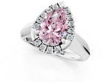 Silver Fancy Pink Pear  Cut Halo Solitaire Engagement Ring with Square Band and Four-Prong Setting_13