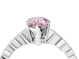 Silver Fancy Pink Pear Cut Solitaire Diamond Ring with Infinity Twist Band and Four-Prong Setting_10