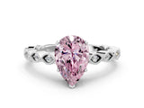 Silver Fancy Pink Pear Cut Solitaire Diamond Ring with Infinity Twist Band and Four-Prong Setting_6