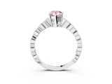 Silver Fancy Pink Pear Cut Solitaire Diamond Ring with Infinity Twist Band and Four-Prong Setting_9