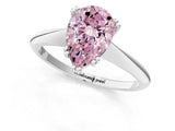 Silver Fancy Pink Pear Cut Solitaire Diamond Ring with Six-Prong Setting and Classic Band_26