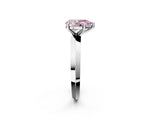 Silver Fancy Pink Pear  Cut Solitaire Engagement Ring with Flat Band and Four-Prong Setting 2