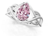 Silver Fancy Pink Pear Cut Solitaire Intertwined Band Prong Setting Ring_7