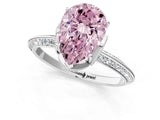 Silver Fancy Pink Pear Cut Solitaire Split Shank Pave Diamond Engagement Ring with Four-Prong Setting_7