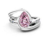 Silver Fancy Pink Pear Cut Solitaire Tension-Set Diamond Split Shank Ring_6