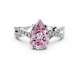 Silver Fancy Pink Pear Cut Solitaire Twist Pave Diamond Engagement Ring with Prong Setting_67
