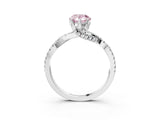 Silver Fancy Pink Pear Cut Solitaire Twist Pave Diamond Engagement Ring with Prong Setting_70