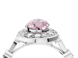 Silver Fancy Pink Pear  Halo Diamond Engagement Ring with Twisted Band and Four-Prong Setting 4