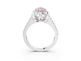 Silver Fancy Pink Pear  Halo Diamond Floral Split Shank Engagement Ring 4