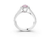 Silver Fancy Pink Pear  Halo Round Diamond Pave Band with Prong Setting 3