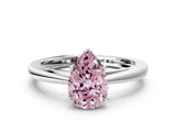 Silver Fancy Pink Pear  Solitaire Diamond Ring with Split Shank and Four-Prong Setting_12