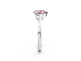 Silver Fancy Pink Pear  Solitaire Diamond Ring with Split Shank and Four-Prong Setting_14