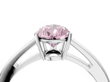 Silver Fancy Pink Pear  Solitaire Diamond Ring with Split Shank and Four-Prong Setting_16