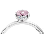 Silver Fancy Pink Pear  Solitaire Diamond Ring with a Classic Band and Four-Prong Setting 4
