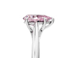 Silver Fancy Pink Pear  Solitaire Engagement Ring with Four-Prong Setting and Classic Band 1