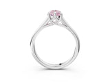 Silver Fancy Pink Pear  Solitaire Engagement Ring with Six-Prong Setting and Classic Band 3