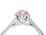 Silver Fancy Pink Pear  Solitaire Engagement Ring with Six-Prong Setting and Classic Band 4