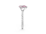 Silver Fancy Pink Pear  Solitaire Twist Band Ring with Four-Prong Setting_2