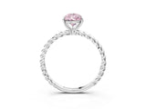Silver Fancy Pink Pear  Solitaire Twist Band Ring with Four-Prong Setting_3