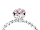 Silver Fancy Pink Pear  Solitaire Twist Band Ring with Four-Prong Setting_4