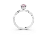 Silver Fancy Pink Pear  Solitaire Twisted Band with Prong Setting 3