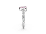 Silver Fancy Pink Pear  Solitaire Twisted Pave Diamond Ring with Four-Prong Setting_2