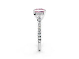 Silver Fancy Pink Princess  Brilliant Diamond Solitaire with Pavé Band and Four-Prong Setting 3