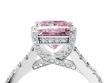 Silver Fancy Pink Princess  Brilliant Diamond Solitaire with Pavé Band and Four-Prong Setting 5