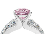 Silver Fancy Pink Princess  Brilliant Solitaire with Side Stones on a Pave Band and Four-Prong Setting_16