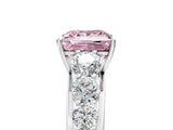Silver Fancy Pink Princess Cut Brilliant Diamond Pavé Band with Six-Prong Setting_23