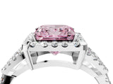 Silver Fancy Pink Princess Cut Cut Diamond Halo Engagement Ring with Open Split Pavé Band_10