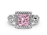 Silver Fancy Pink Princess Cut Cut Halo Diamond Infinity Band with Four-Prong Setting_6