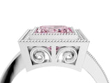 Silver Fancy Pink Princess Cut Cut Halo Pavé Diamond Ring_16