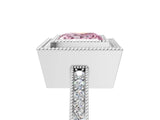 Silver Fancy Pink Princess Cut Cut Halo Pavé Diamond Ring_17