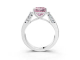 Silver Fancy Pink Princess Cut Diamond Channel Set Solitaire Ring with Four-Prong Setting_105