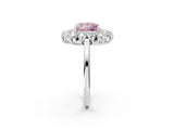 Silver Fancy Pink Princess Cut Diamond Floral Double Halo Engagement Ring with Prong Setting_147