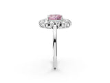 Silver Fancy Pink Princess Cut Diamond Floral Double Halo Engagement Ring with Prong Setting_45