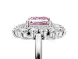 Silver Fancy Pink Princess Cut Diamond Floral Double Halo Engagement Ring with Prong Setting_48