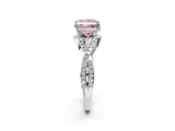 Silver Fancy Pink Princess Cut Diamond  Halo Twist Band Solitaire Prong Setting Ring_14