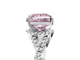 Silver Fancy Pink Princess Cut Diamond  Halo Twist Band Solitaire Prong Setting Ring_17