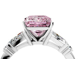 Silver Fancy Pink Princess  Cut Diamond Ring with Baguette Side Stones, Channel Set Band, and Four-Prong Setting_28
