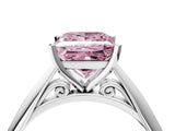 Silver Fancy Pink Princess Cut Diamond Solitaire Engagement Ring with Cathedral Setting and Four-Prong Mount_4