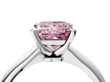 Silver Fancy Pink Princess Cut Diamond Solitaire Engagement Ring with Classic Band and Four-Prong Setting_28