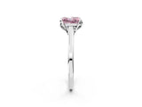 Silver Fancy Pink Princess Cut Diamond Solitaire Ring with Flower Prong Setting and Classic Band_5